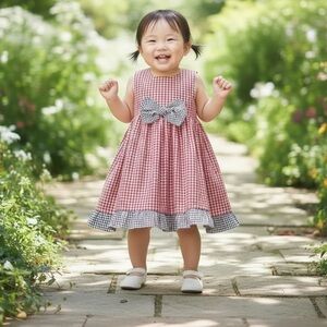 Marmellata Baby Girl's Sleeveless Festive Seersucker Fit & Flare Dress July 4th